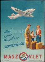 cca 1949-1954 Maszovlet teherszállítás, villamos reklámplakát, Bp. Játékkártyagyár és Nyomda, jelzett, (B.M.), 23×16 cm