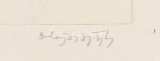 Olajos György (1953-): Tanulmány 1980. Rézkarc, merített papír, jelzett. Üvegezett fa keretben, 12,5...