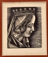 Molnár C. Pál (1894-1981): Mária. Fametszet, papír, jelzés nélkül, paszpartuban, 8×6,5 cm