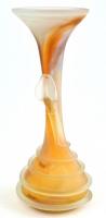 Anyagában színezett leveles üveg váza, kis kopásnyomokkal, m: 28 cm