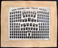 1936 Weiss Manfréd Gyári Tűzoltó Testület, tablófotó, kartonra ragasztva, 23x29 cm