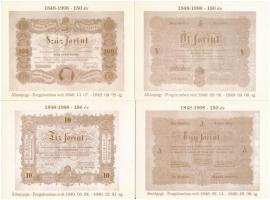 1998. 1848-1998 - 150 év 4db klf használatlan képeslap a Szabadságharc bankjegyeiről