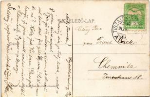 1913 Hajdúböszörmény, Kálvin tér, református templom, gőzmalom. Reich Testvérek kiadása