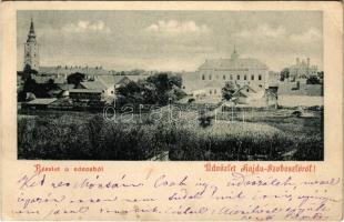 1900 Hajdúszoboszló, részlet a városból, zsinagóga (EK)