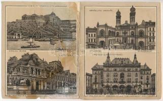 Budapest - 9-részes kihajtható szecessziós litho leporellofüzet Dohány utcai zsinagógával. Eisler G....
