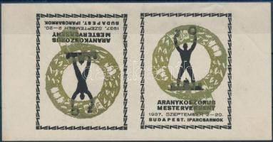 1937 Aranykoszorús mesterverseny fordított állású emlék kisív pár / inverted souvenir sheet pair