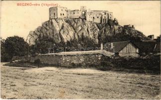 1912 Beckó, Beczkó, Beckov; Beckó vára. W.L. Bp. 17448. Biel L. kiadása / Hrad Beckov / castle ruins