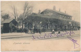 1903 Lipótvár, Újvároska, Leopoldov; vasútállomás. Zinz János fényképész kiadása / railway station (EK)