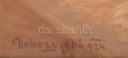 Dobozy Jenő (?-?): Napfényes utca. Olaj, vászon, jelzett és datált (Dobozy Jenő 924). Üvegezett, sér...