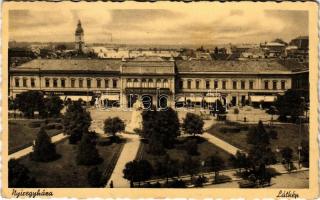 1939 Nyíregyháza, látkép, Városháza, üzletek (EB)