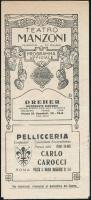 1933 Róma, Teatro Manzoni színházi program, Dreher és más korabeli reklámmal, sérült / Roma, Teatro Manzoni theatre program