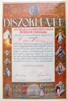 cca 1930 Országos Gárdonyi Géza társaság díszoklevele 35x50 cm Paszpartuban.