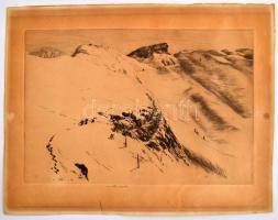 Lénárd jelzéssel: Hegyvidék. Rézkarc, papír .18x28 cm