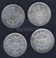 Német Birodalom/Császárság 1875-1912. 1M Ag (4x) mind klf évszámmal T:2,3