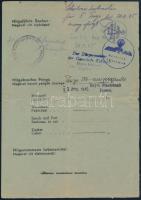 1945 Dr. Koloman Reinhart aradi születésű, kolozsvári lakos részére kiállított igazolvány, "Rei...