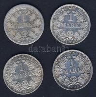 Német Birodalom/Császárság 1875-1914. 1M Ag (4x) mind klf évszámmal T:2/3,3