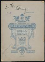 Kabinetfotó Karger Ervin, Lugos műterméből 13x18 cm