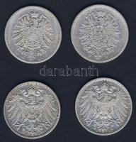 Német Birodalom/Császárság 1875-1904. 1M Ag (4x) mind klf évszámmal T:2/3,3