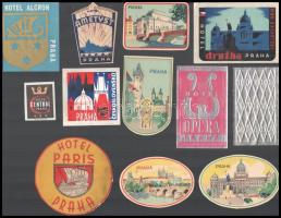 12 db prágai hotel és bőrönd címke