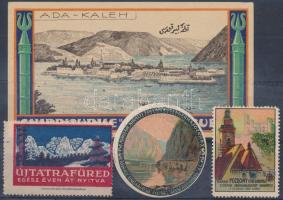 4 db régi levélzáró elcsatolt területeket ábrázoló képekkel Ada Kaleh és más