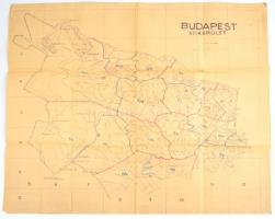 cca 1950-1960 Budapest XIII. kerület, térkép, szakadásokkal, 70×84 cm