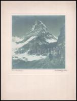 Conrad Gyula (1877-1959): Matterhorn. Fotó, papír, jelzett, kartonra kasírozva, 17×17 cm