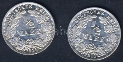 Német Birodalom/Császárság 1915A 1/2M Ag + 1916A 1/2M Ag T:1/2+