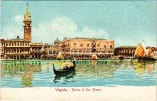 Venezia, Venice; Bacino di San Marco / port, gondola, litho
