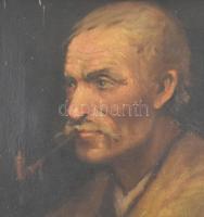 Bihari Sándor (1855-1906): Férfi portré. Olaj, vászon, jelzett. Régi, díszes sérült fa keretben. 41,...