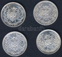 Német Birodalom/Császárság 1905-15. 1/2M Ag (4x) mind klf évszám T:2,3