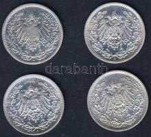 Német Birodalom/Császárság 1906-16. 1/2M Ag (4x) mind klf évszám T:2,3