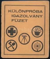1934-1935 Különpróba igazolvány füzet,18. sz. Lóczy Lajos cserkészcsapatbélyegzéssel, bejegyzésekkel.