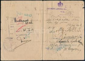 1919 Fényképes igazolvány, szabadkai lakos részére, szerb nyelven, szerb és francia bélyegzésekkel, ...
