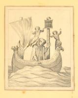 Jelzés nélkül: XVIII. sz végi metszet. Iluusztrácáió hajóval. Rézmetszet, papír.12x10 cm Üvegezett keretben