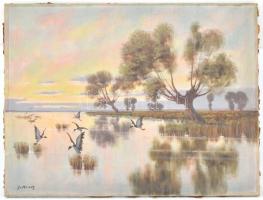 Jakab Károly (1904-1994): Alkonyat. Olaj, vászon, jelzett, 60×80 cm