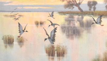 Jakab Károly (1904-1994): Alkonyat. Olaj, vászon, jelzett, 60×80 cm