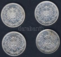 Német Birodalom/Császárság 1906-19. 1/2M Ag (4x) mind klf évszám T:2,3