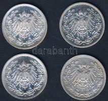 Német Birodalom/Császárság 1906-18. 1/2M Ag (4x) mind klf évszám T:2,3