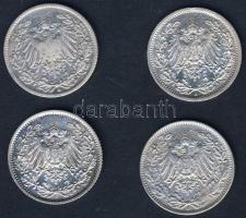 Német Birodalom/Császárság 1906-19. 1/2M Ag (4x) mind klf évszám T:2,3