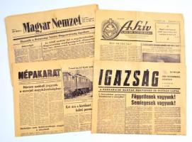 1956 4 db újság a forradalom idejéből (nov. 2.-3.) Igazság., A Szív, Népakarat: Magyar Nemzet.