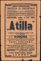 cca 1930 Miskolci Atilla labdarúgócsapat szlovák mérközésének szlovák nyelvű futball plakát 16x24 cm Szakadásokkal