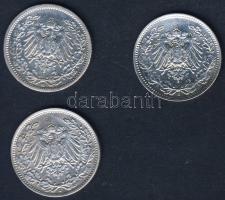 Német Birodalom/Császárság 1908-19. 1/2M Ag (3x) mind klf évszám T:1-/2+,2,3