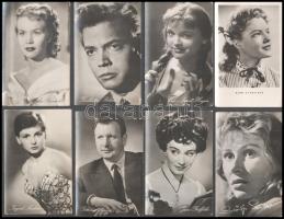 cca 1950-1970 10 db fotó, fotólap külföldi színészekről, Romy Schneider, Karlheinz Böhm, Eva-Maria Hagen stb. 14x9 cm