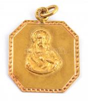 Arany(Au) 14K hatszögletű Krisztus függő, jelzett, 1,7×2,2 cm, nettó: 1,1 g