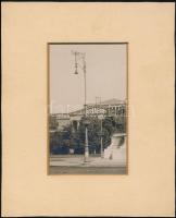 cca 1920-1940 Budapesti fotók, 5 db fotó paszpartuban, közte dunai panorámával, Hősök-tere részletév...