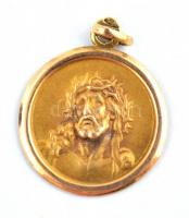 Arany(Au) 14K Krisztus függő, jelzett, d: 1,5 cm, nettó: 0,8 g