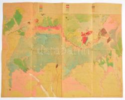 cca 1938 előtt Mátra és környékének talajtani térképe, 1:75.000, kézzel színezett nyomtatott térkép, szakadt, foltos, 46x58 cm