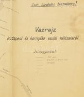 1945 Budapest és környéke vasúti hálózatának vázrajzának térképe, rajta MÁV vonalakkal, B.Sz.K.Rt. é...