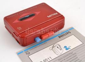 Philips kazettás lejátszó, fejhallgató nélkül, elem nélkül, eredeti dobozában, 11,5x9,5 cm