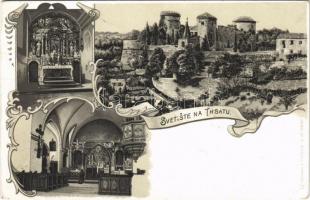 Fiume, Rijeka; Svetiste na Trsatu / castle, church, interior. G. Fischer Art Nouveau, litho (EK)